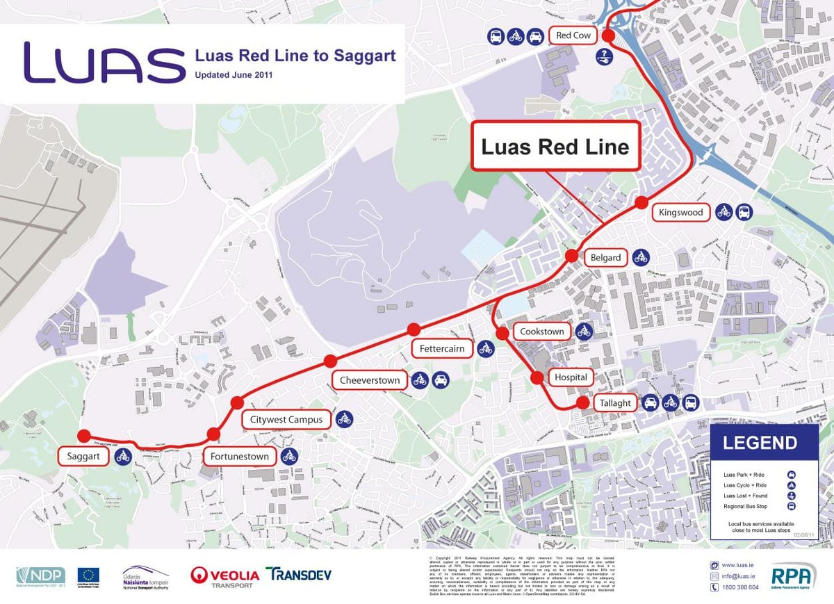 דבלין Luas מפה