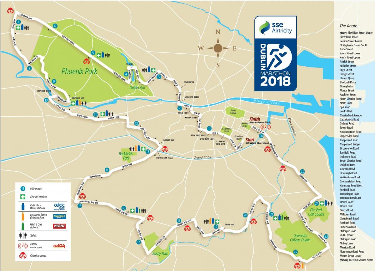 העיר דבלין מרתון כביש מפה