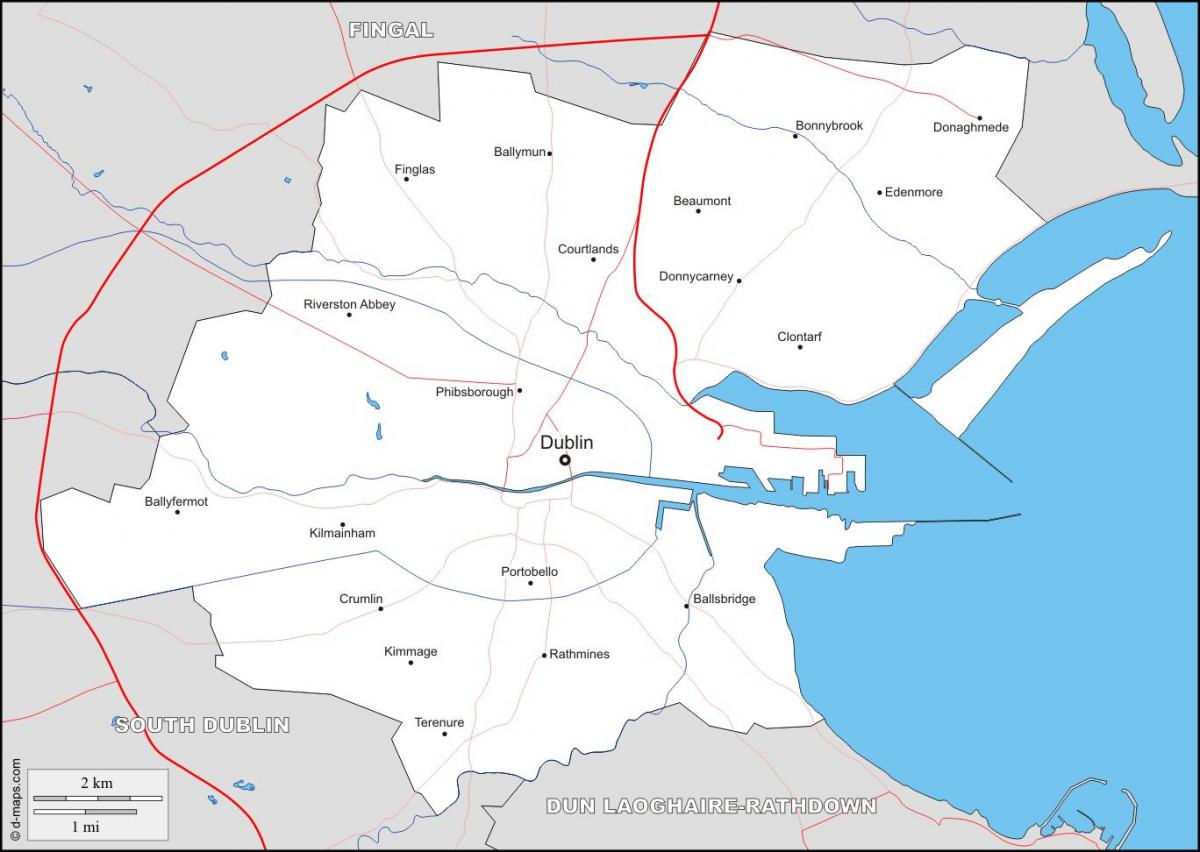 מפה של דבלין שכונות