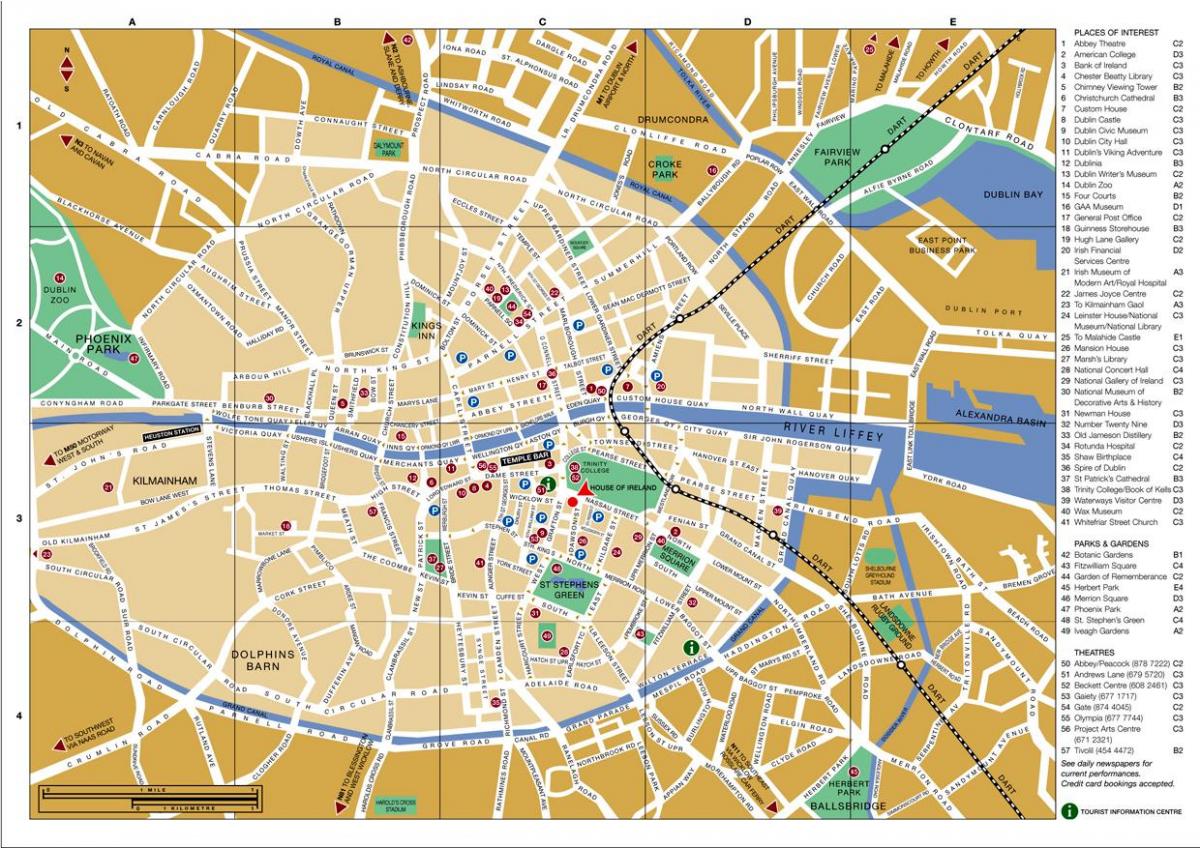 המפה ממרכז העיר דבלין