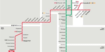 מפה של Luas הקו הירוק